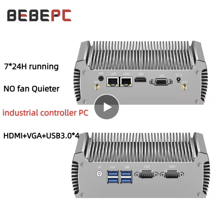256 Go SSD + intel  i7 + 8 Go RAM + Mini PC industriel sans ventilateur pour touristes, Core i7, 5200U, i3, 5005U, Celeron, 2955U, 2 * COM, RS232, DDR3L, PC, WiFi, Linux, Ubunary